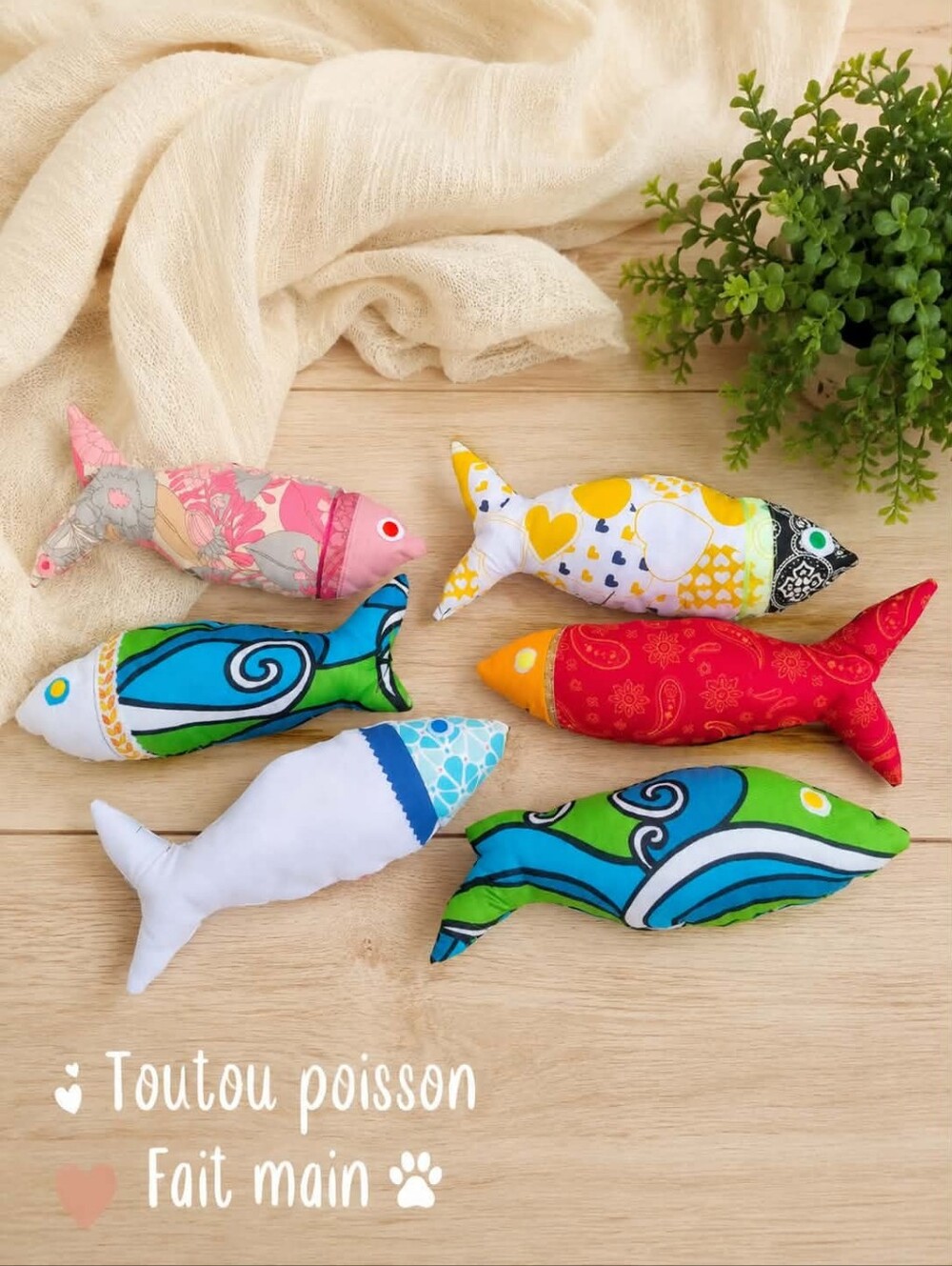 Handmade Toutou Fish Deco Lot 6